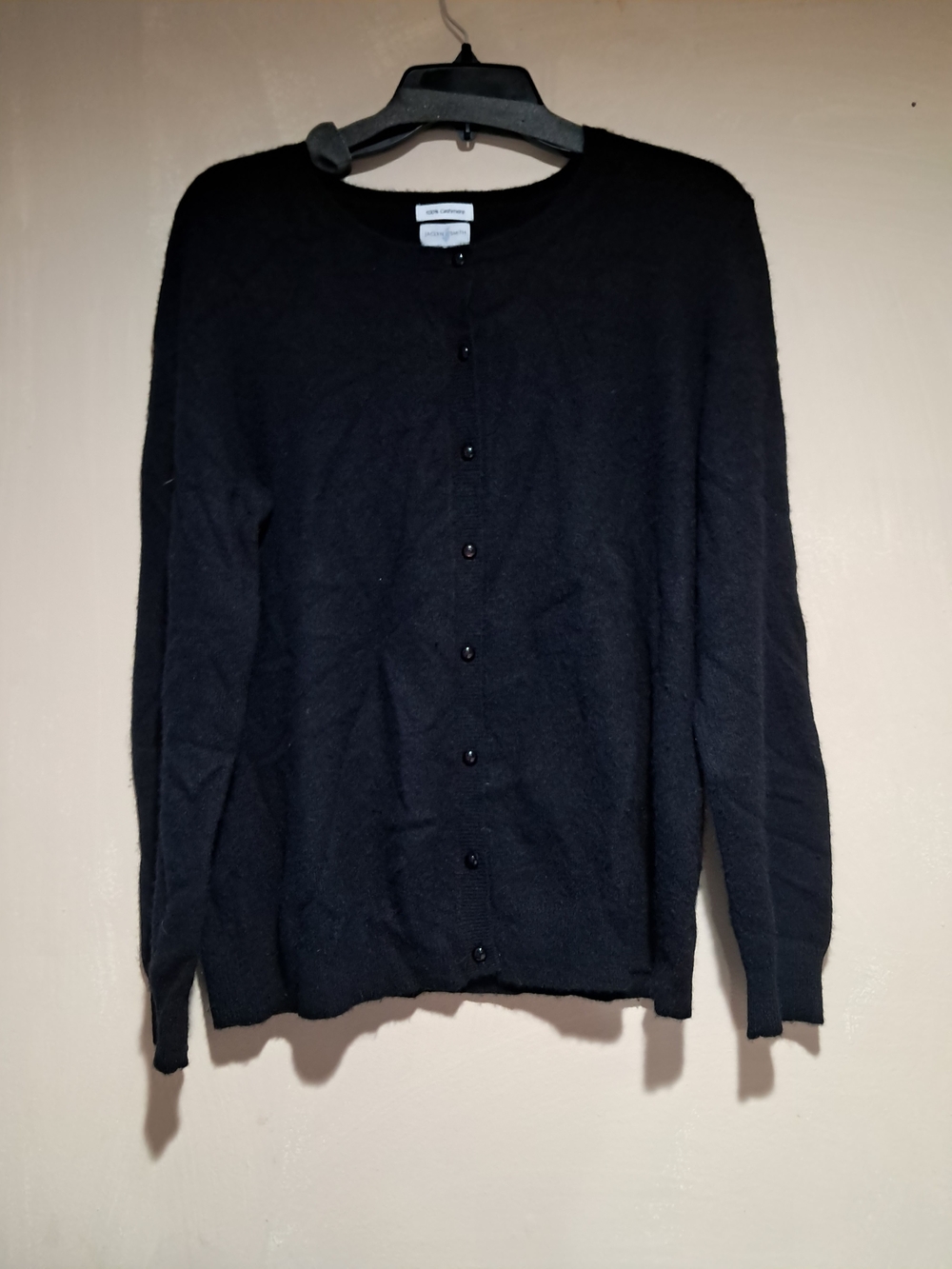 Jaclyn Smith 100% Cashmere Black Button-Down Cardigan Sweater Large - Picture 2 of 7